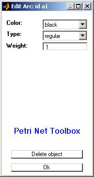 Fig. II.7. The Edit Arc dialogue box for modifying the properties of an arc.